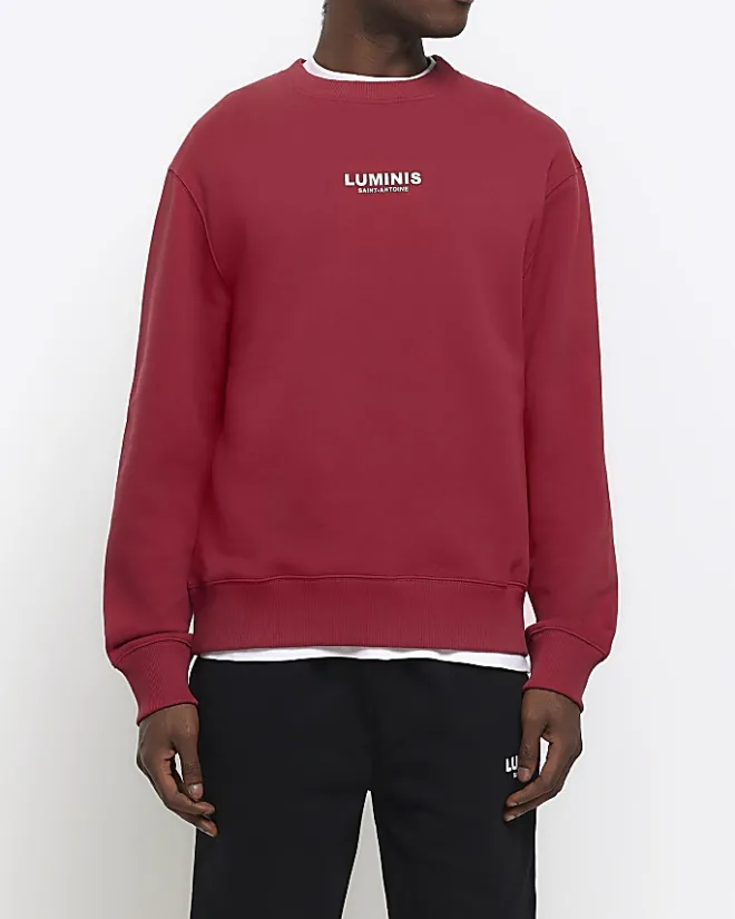 River Island regular fit graphic sweatshirt Red Online