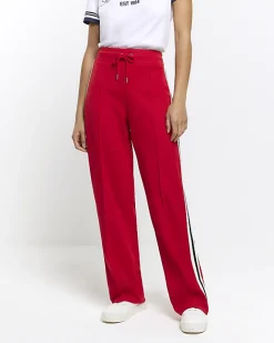 River Island side stripe wide leg joggers Red Sale