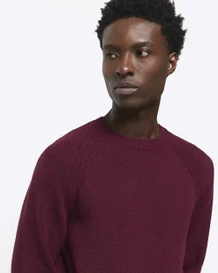 River Island slim fit crew neck jumper Red Best