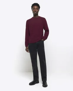 River Island slim fit crew neck jumper Red Best