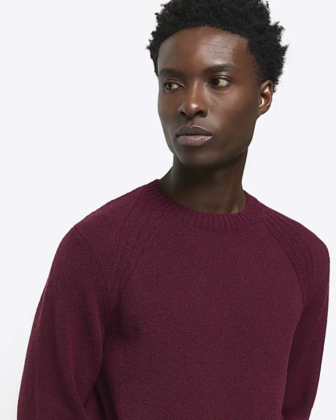 River Island slim fit crew neck jumper Red Best