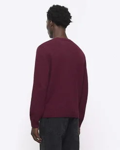 River Island slim fit crew neck jumper Red Best