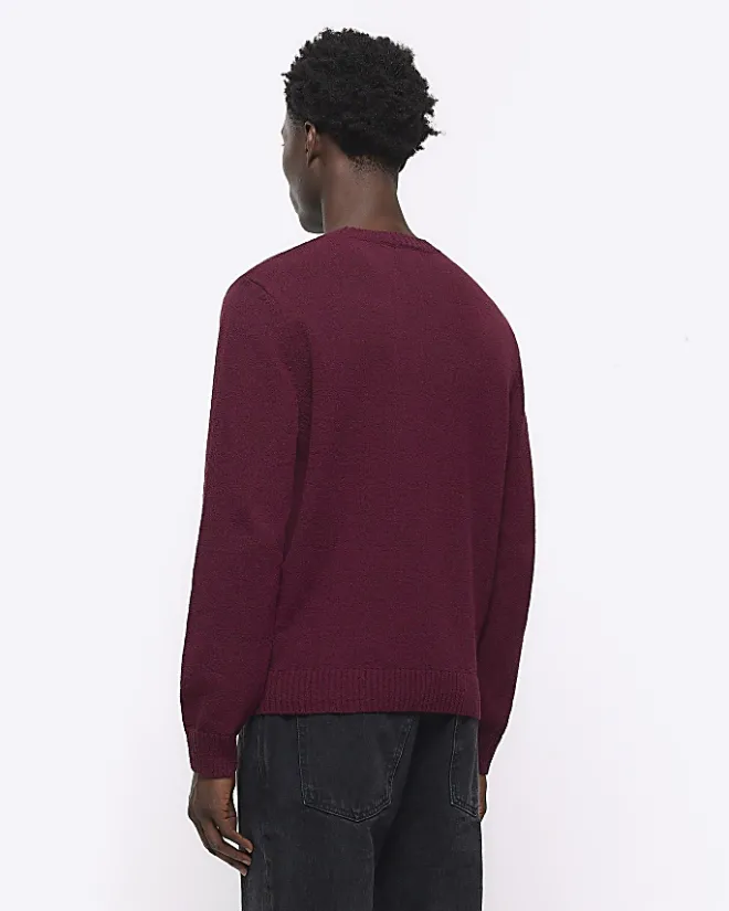 River Island slim fit crew neck jumper Red Best