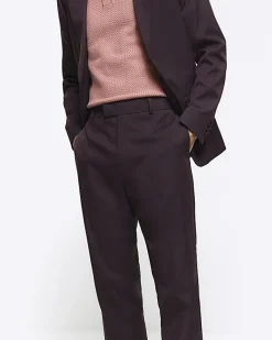 River Island slim fit suit trousers Red Clearance