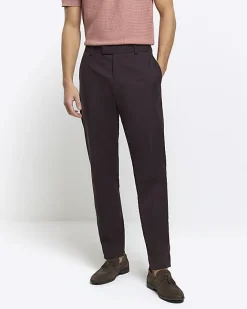 River Island slim fit suit trousers Red Clearance