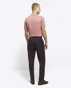 River Island slim fit suit trousers Red Clearance
