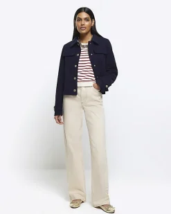 River Island stripe crop sweatshirt Red Best