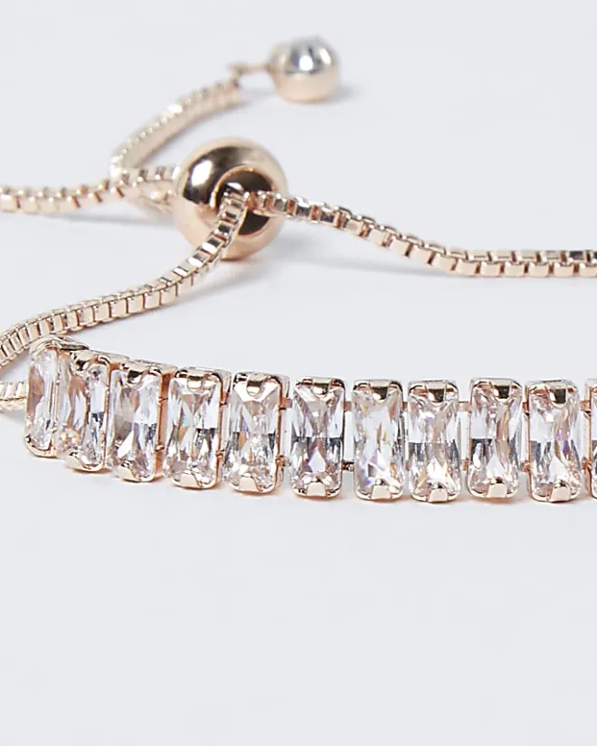 River Island Rose gold diamante bracelet Yellow Outlet