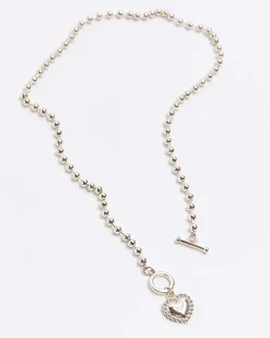 River Island Rose gold heart ball necklace Yellow Fashion