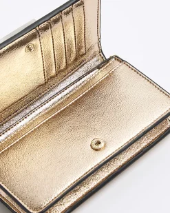 River Island Rose gold quilted cross body purse Yellow Sale