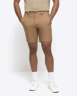 River Island Rust tapered fit shorts Brown Online