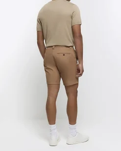River Island Rust tapered fit shorts Brown Online