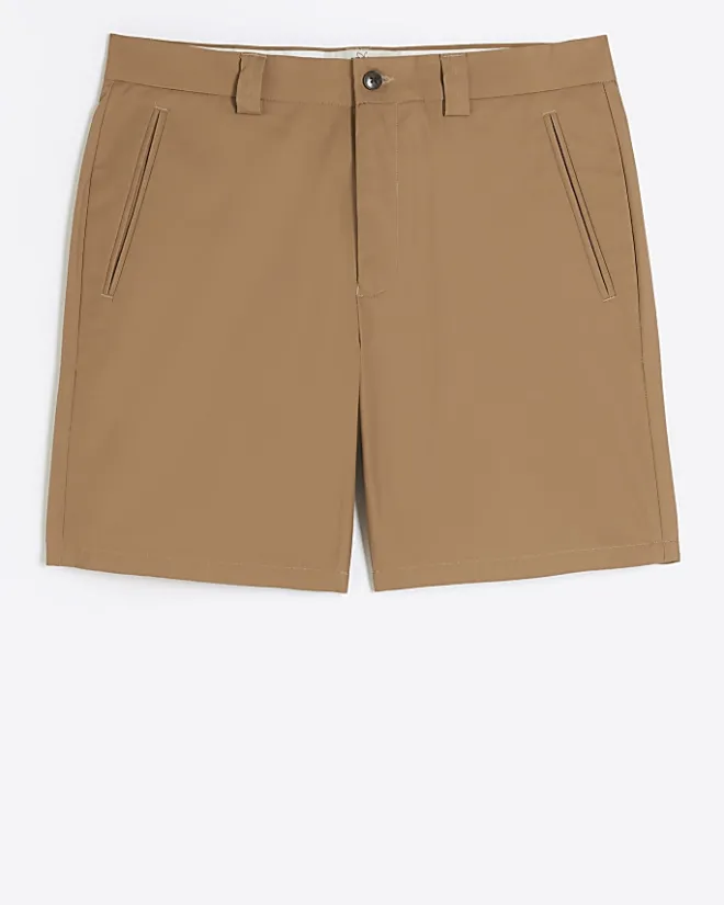 River Island Rust tapered fit shorts Brown Online
