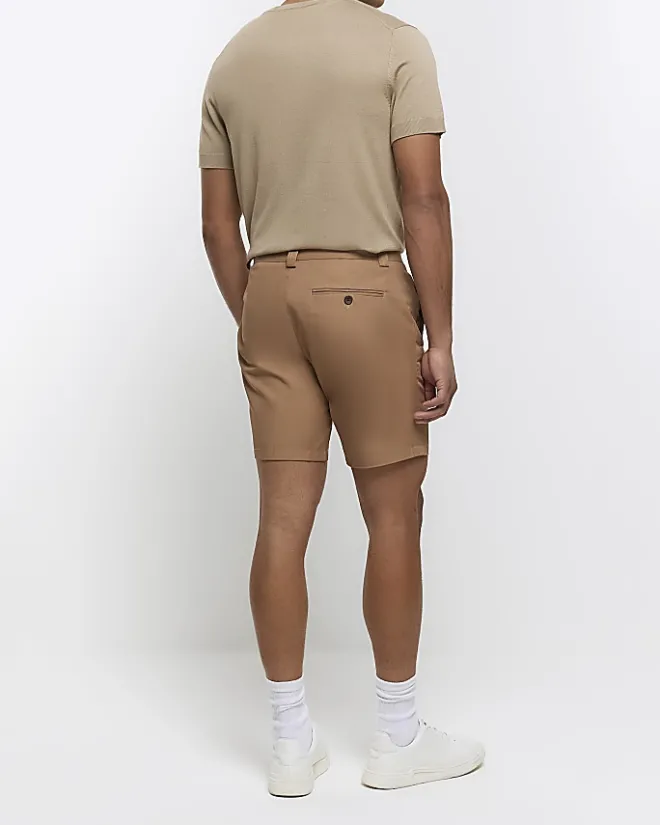 River Island Rust tapered fit shorts Brown Online