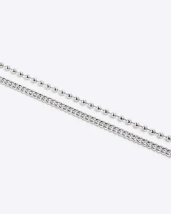 River Island Silver ball chain multirow necklace Grey Outlet