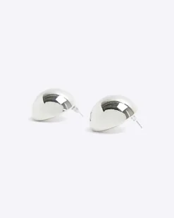 River Island Silver Ball Stud Earrings Grey Fashion