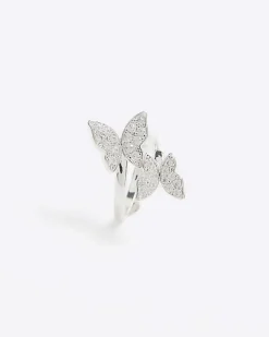 River Island Silver butterfly wrap ring Grey Outlet