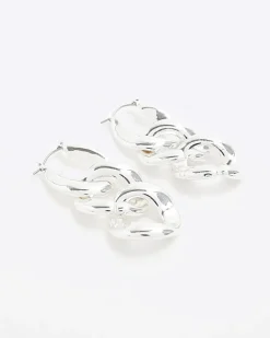 River Island Silver Chain Link Drop Earrings Grey Online