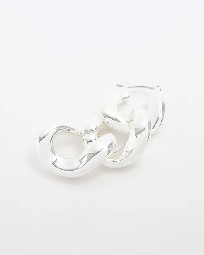 River Island Silver Chain Link Drop Earrings Grey Online