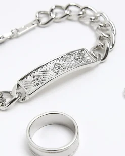 River Island Silver colour chain bracelet gift box Grey Outlet