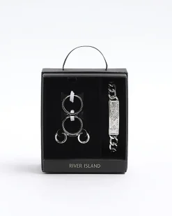 River Island Silver colour chain bracelet gift box Grey Outlet