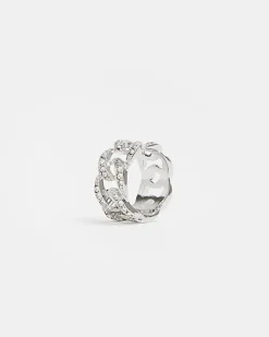 River Island Silver colour Chain Link Ring Grey Clearance