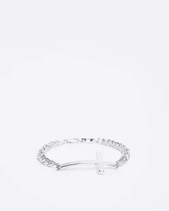 River Island Silver colour cross bracelet Grey Discount