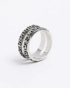 River Island Silver Colour Greek Split Ring Grey Online