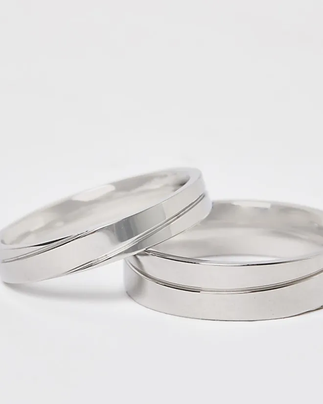 River Island Silver colour Multipack of 2 rings White Online
