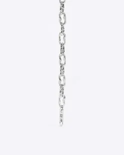 River Island Silver colour oval chain link necklace Grey Best