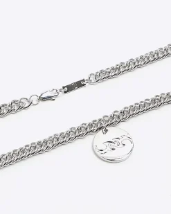 River Island Silver colour pendant necklace Grey Clearance