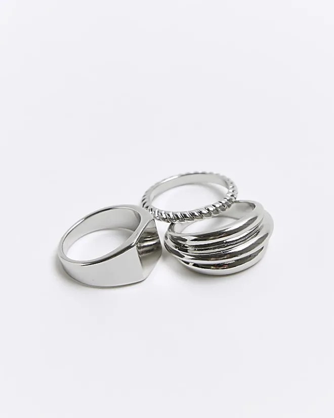 River Island Silver colour ring multipack Grey Best