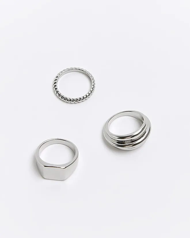 River Island Silver colour ring multipack Grey Best
