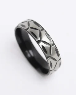 River Island Silver colour stainless steel texture ring Grey Best
