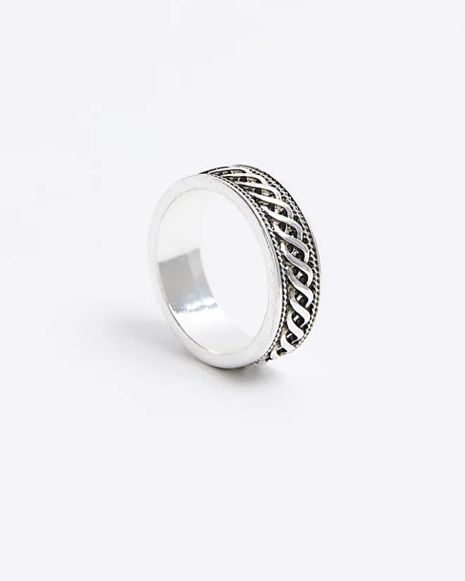 River Island Silver colour twist ring Grey Fashion