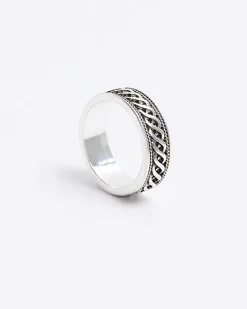River Island Silver colour twist ring Grey Fashion