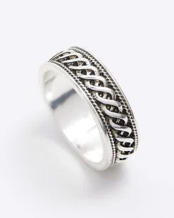 River Island Silver colour twist ring Grey Fashion
