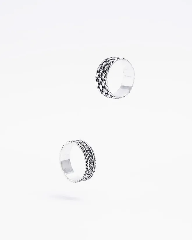 River Island Silver colour weave rings multipack Grey Best