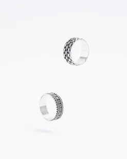 River Island Silver colour weave rings multipack Grey Best