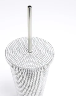 River Island Silver Diamante Cup Grey New