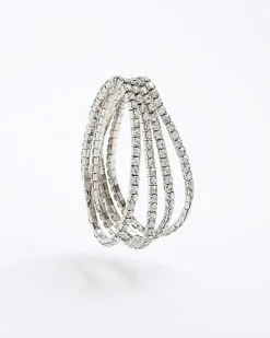 River Island Silver diamante stretch Bracelet Pack White Hot