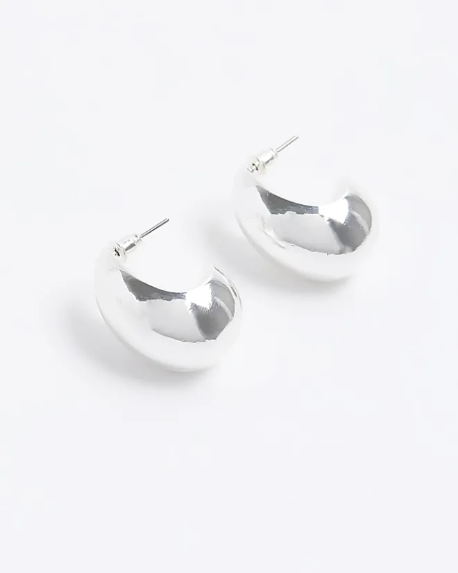 River Island Silver Domed Stud Earrings Grey Outlet