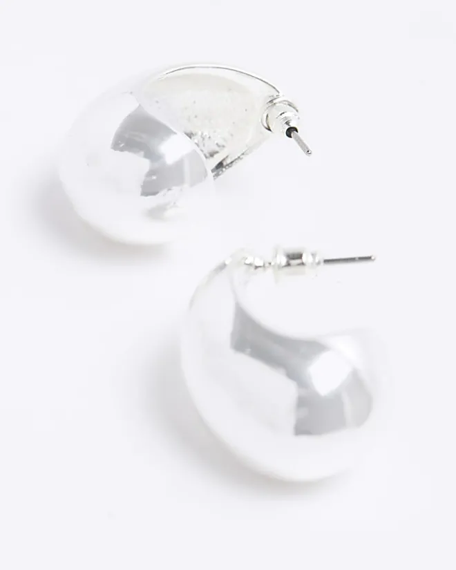 River Island Silver Domed Stud Earrings Grey Outlet