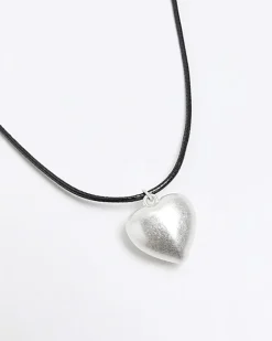 River Island Silver Heart Necklace Yellow Fashion