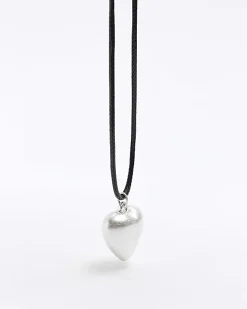River Island Silver Heart Necklace Yellow Fashion