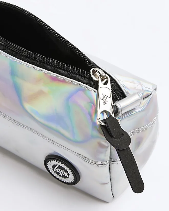 River Island Silver hype holographic pencil case Grey Best