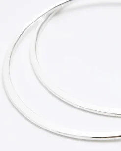 River Island Silver Large Hoop Earrings Grey Fashion