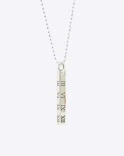 River Island Silver plated bar pendant necklace Grey Best
