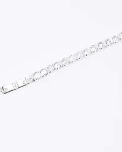 River Island Silver plated diamante bracelet Grey New