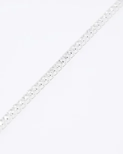 River Island Silver plated diamante bracelet Grey New